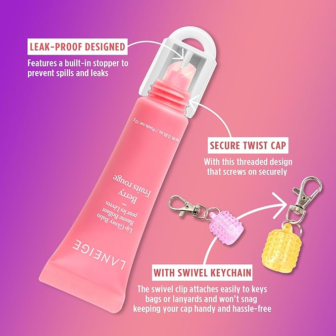 Lip Balm Keychain Cap for Laneige, Summer Friday and Glossier, Lip Balm Holder for Lanyard or Bag, Lip Gloss Keychain for Women,Replacement Cap with Stopper Prevent Spills