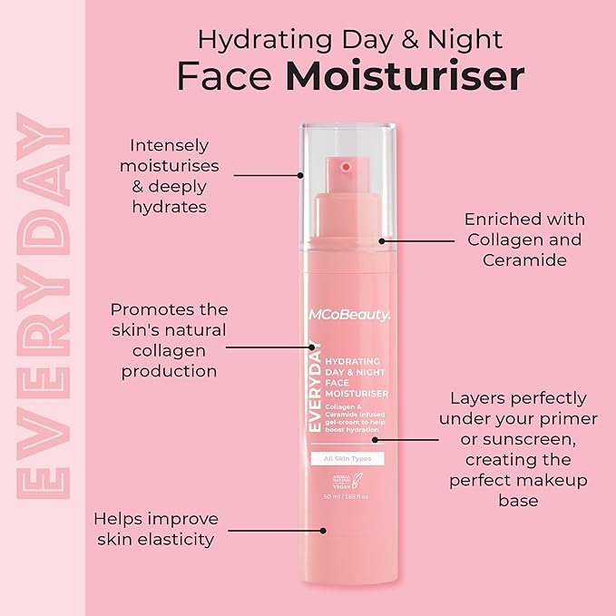 MCoBeauty - Hydrating Day and Night Face Moisturizer - Skin Feels Plumper, Firmer and Brighter - Hyaluronic Acid, Vitamin C and More - Vegan, Cruelty Free Skin Care - Gifts for Women
