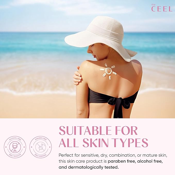 The Ceel Pink Tone Up Sunscreen for Face with SPF 50+ & Hyaluronic Acid - Brightening, Glowing & Moisturizing Facial Primer with Calamine & Vitamin B5 for All Skin Type - Paraben & Perfume Free - 50ml