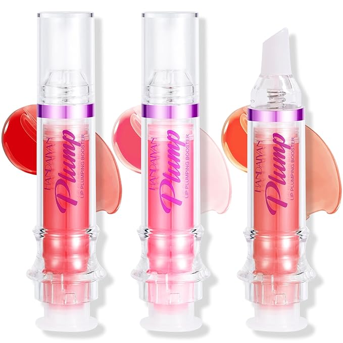 Erinde 3 Colors Lip Plumping Booster, Spicy Lip Plumper Gloss Lip Plumping Oil, Ultra-Hydrating & Nourishing Plump Lip Plumper, Glossy Finish Fuller Natural Lip Gloss for Women Girls