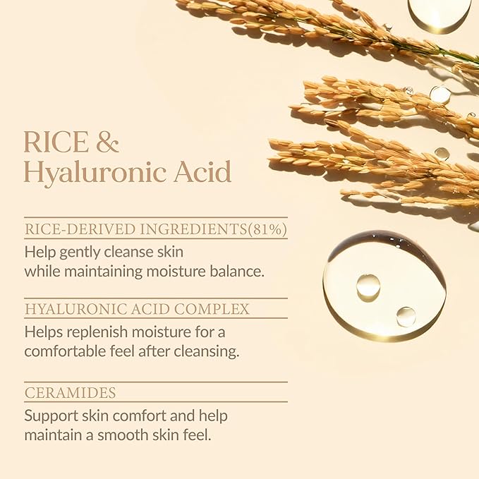 LU'PIUM Rice Deep Cleansing Toner – 81% Rice Bran Water Micellar Formula for Pore Purifying and Hydration with 7 Types of Hyaluronic Acid, Korean No-Rinse Skincare Toner
