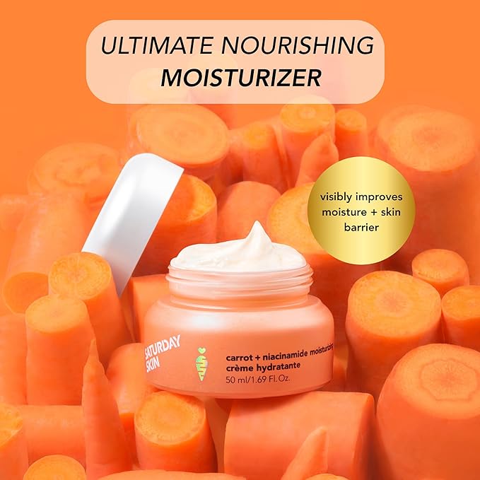 Saturday Skin Face Moisturizing Cream with Carrot, Niacinamide, Ceramides & Centella Asiatica, Peptide, Paraben-Free, Sulfates-Free, Fragrance-Free, Anti Wrinkle Facial Cream(1.61 Ounce)