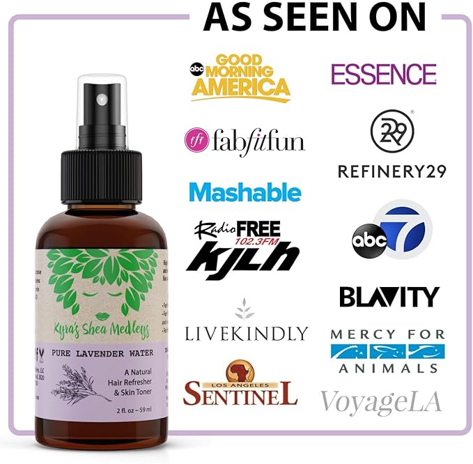 Multiuse Lavender Water Toner Mist for Face, Body, and Hair - Pure Distilled Lavender Water Spray - Soothes and Hydrates Skin, Scalp, Hair, & Nails - 2 oz
