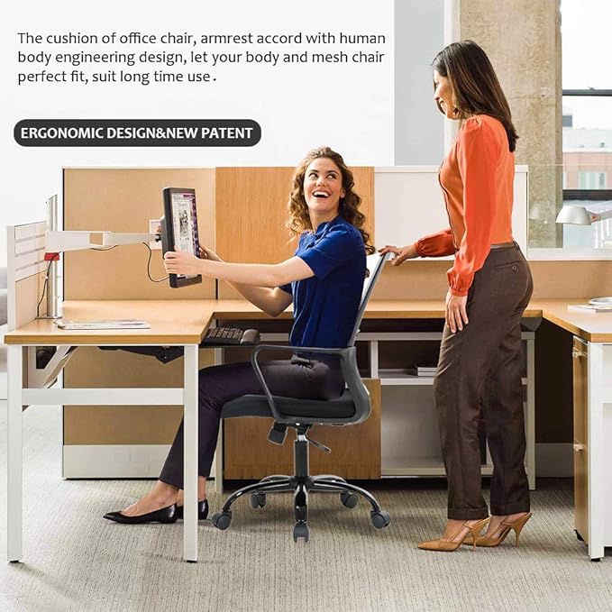 BestOffice Computer Chair Office Chair Cheap Desk Chair Swivel Rolling Ergonomic Executive Lumbar Support Task Mesh Chair Adjustable Stool for Home Office, White