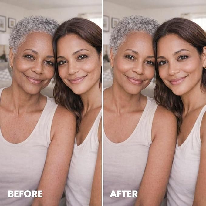 LUMINESS Silk Airbrush Spray Foundation & Buffing Brush Kit – Full Coverage Foundation & Dual-Sided Buffing Brush - Buildable Coverage, Anti-Aging Formula Hydrates & Moisturizes (Shade - Deep Rich)