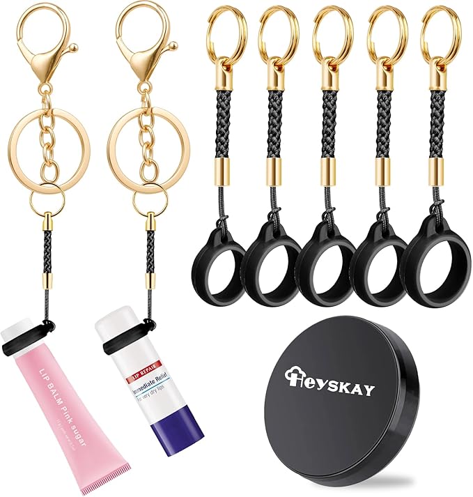 HEYSKAY Lip Balm Holder, Lipgloss Holder Keychain Cap Compatible with Chapstick,Summer Fridays,NIVEA,Stocking Stuffers Gifts