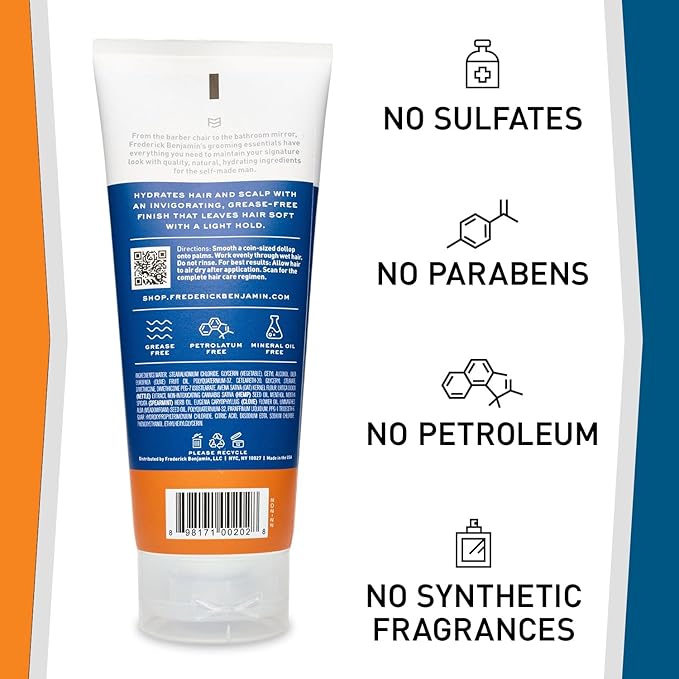 Frederick Benjamin Daily Hydrator, Hydrating Hair Cream with Light Hold, Natural Hair Moisturizer for Men, Hydrates & Replenishes Dry, Itchy Scalp & Hair, 5.1oz