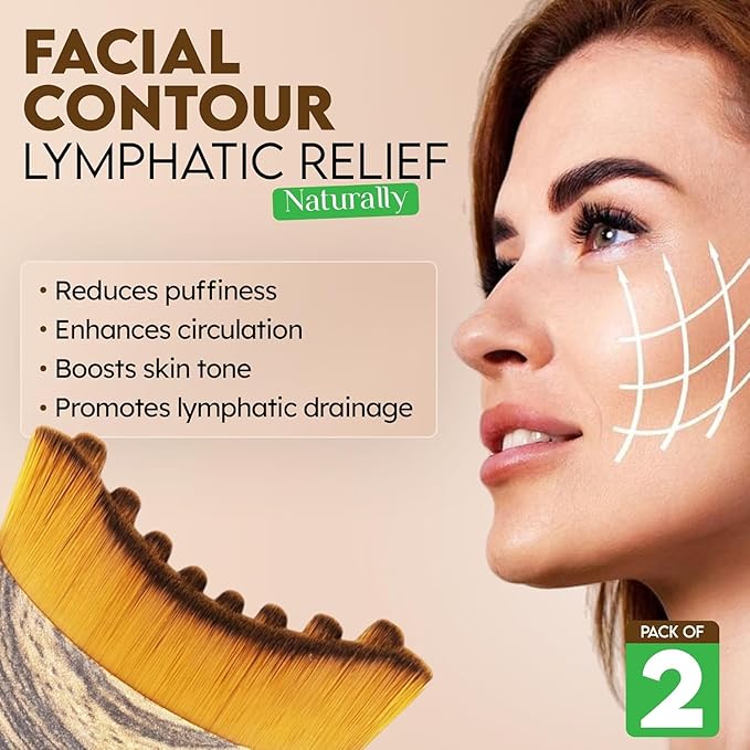Lymphatic Contour Face Brush,Contour Face Brush for Lymphatic Drainage,Dry Lymphatic Drainage Massager,Ergonomically Designed to Fit The Skin Precisely-2PCS