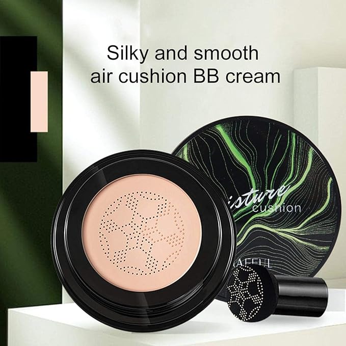 Mushroom Head Air Cushion CC Cream BB Cream Mushroom Head Foundation, Matte Concealer Moisturizing Long Lasting Cushion Foundation (A：Natural, standard)