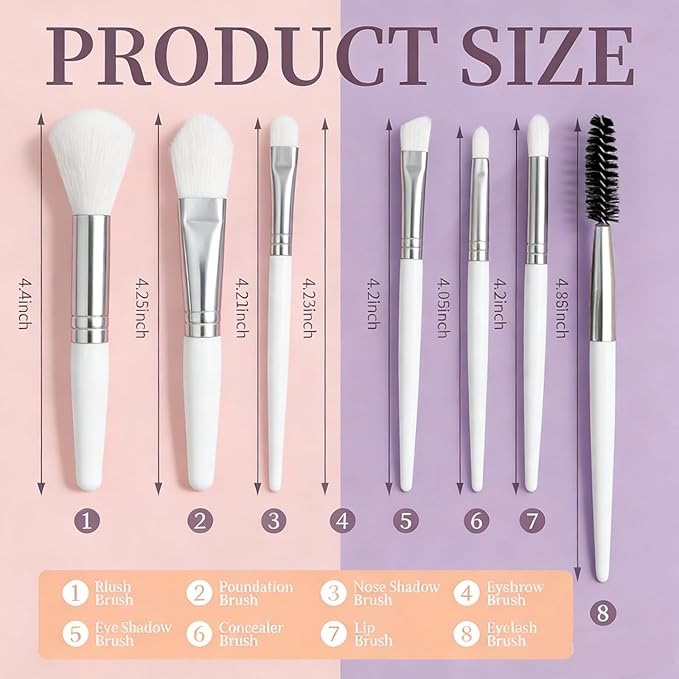16 Sets Travel Makeup Brush Set Synthetic Fiber Face Foundation Make up Brushes Bridesmaid Gift with Travel Makeup Bag for Wedding Bridal Shower Favors Bachelorette Party Gift (White)