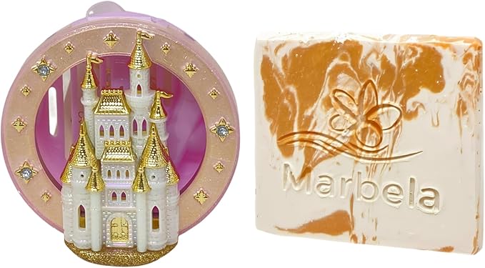 Bath & Body Works Limited Edition Princess Collection Princess Castle Car Fragrance Holder with a Peach Gardenia Sample Soap