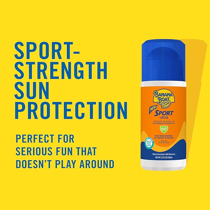 Banana Boat Sport Ultra Roll-On Sunscreen Lotion, Broad Spectrum SPF 60+, 2.5 oz (Pack of 3)