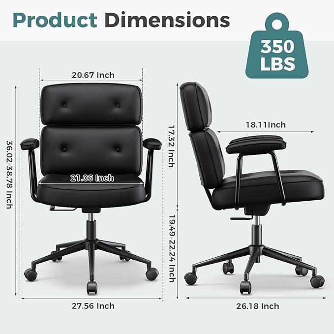 OLIXIS Ergonomic Home Office Desk Chair, Computer Chair with Lumbar Support Adjustable Height Rolling Swivel Executive Task Armrests Chair, Inky