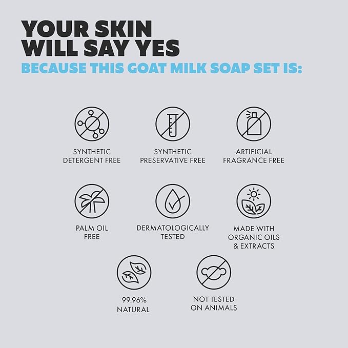 Goat Milk Soap Bar - 8 Bars 4 Unique Scents | Crafted in Greece | All Natural, Organic, Goats Milk Soap - Nourishing, Ideal for Sensitive Skin - Perfect for Kids, Men, and Women
