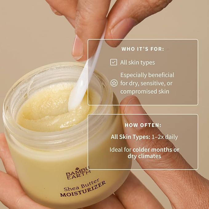 BAMBU EARTH Shea Butter Face Moisturizer - Deeply Nourishes and Hydrates Skin for a Smooth Texture and Balanced Complexion - Skincare with Natural Barrier Support for Healthy Skin - 1.5 oz net wt.
