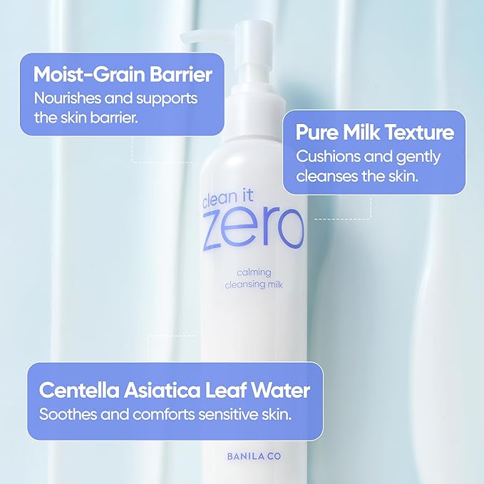 BANILA CO Clean It Zero Calming Cleansing Milk | Vegan Cleanser for Sensitive Skin | Oat & Rice Protein, Centella Asiatica Leaf Water | Soft Barrier-Care Korean Makeup Remover (200ml / 6.76 fl oz)