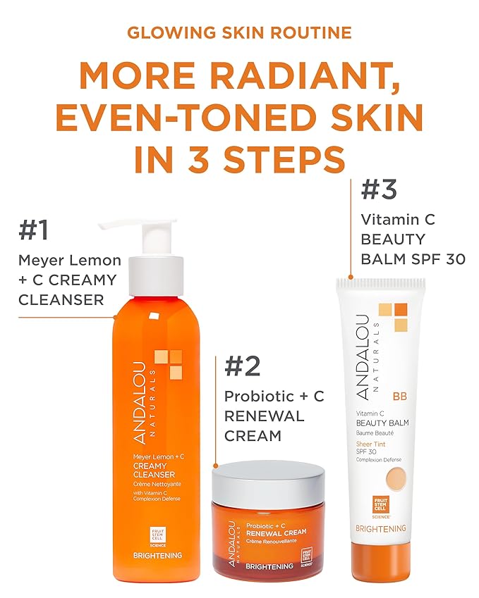 Andalou Naturals Vitamin C BB Beauty Balm Sheer Tint SPF 30-2-in-1 BB Cream & Mineral Sunscreen for Face - With Non-Nano Zinc Oxide Skin Protection - 2 fl oz