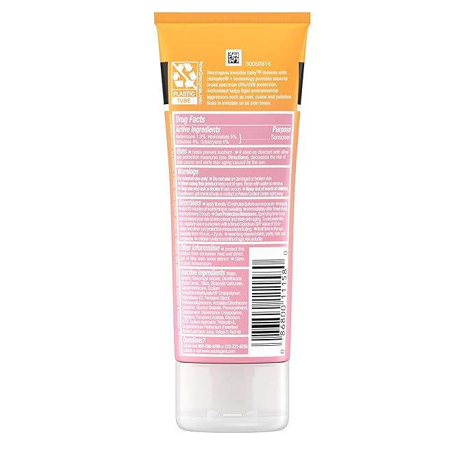 Neutrogena Invisible Daily Defense Sunscreen Lotion, Broad Spectrum SPF 30, Oxybenzone-Free & Water-Resistant, Sun & Environmental Aggressor Protection, Antioxidant Complex, 3.0 fl. oz