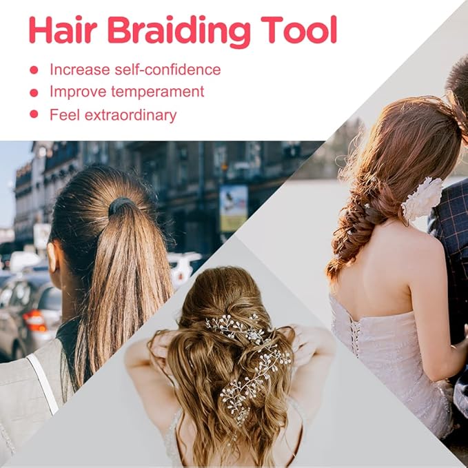 TsMADDTs Hair Braiding Tools, Hair Styling Kit with Topsy Tail Tools and French Braiders for Ponytail