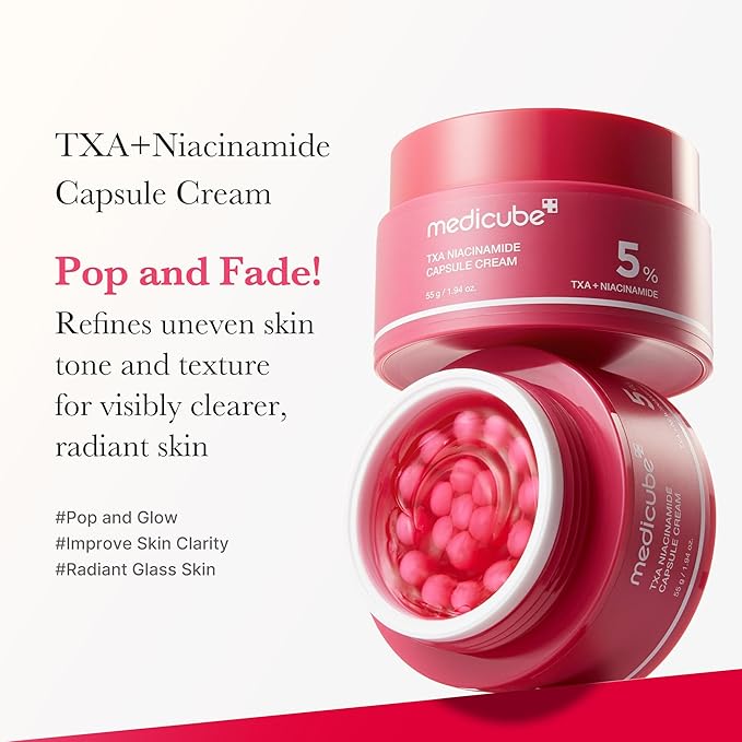 medicube Clear Glass Skin Duo: TXA+Niacinamide Capsule Cream and Zero Pore Pads 2.0