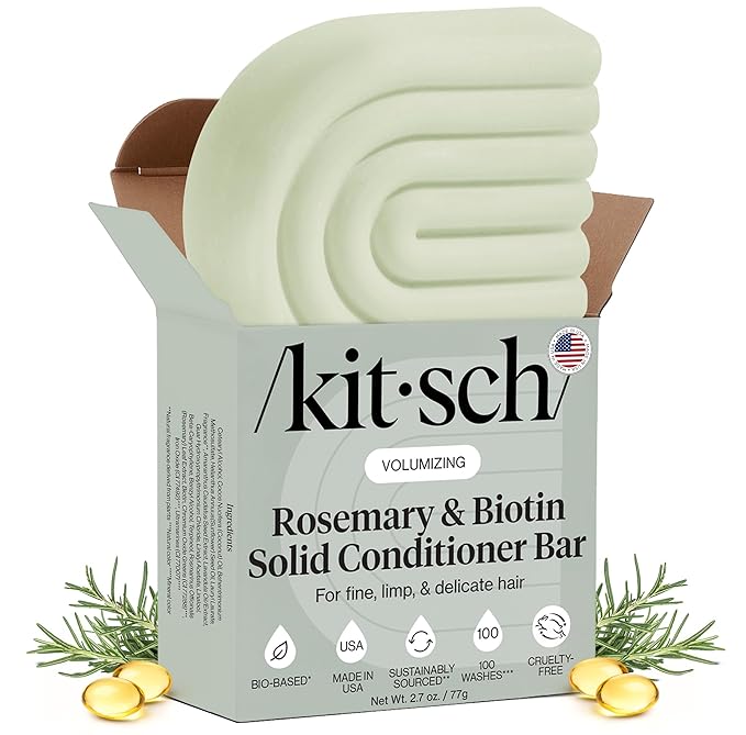 Kitsch Rosemary & Biotin Volumizing Hair Conditioner Bar for Hair Growth & Thickening – Hydrating & Cleansing Hair Conditioner for Women & Men - Paraben, Silicone & Sulfate Free - 2.7 oz