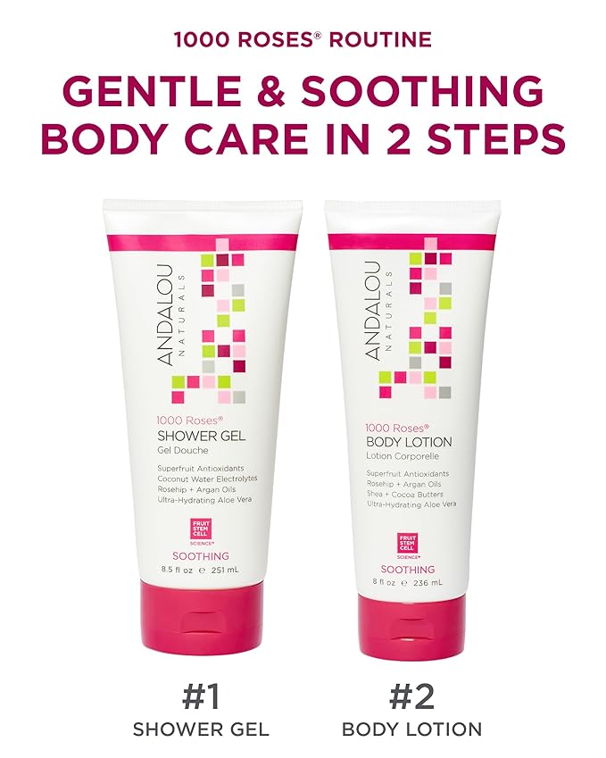 Andalou Naturals, Lotion Body 1000 Roses Soothing, 8 Fl Oz