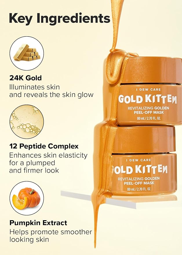I DEW CARE Gold Kitten, 2.70 fl. oz. + Soft Silicone Face Mask Brush Bundle