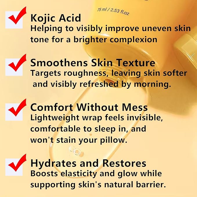 kojic Acid Turmeric Night Wrapping Hydration Mask Brightens & Defends Against Skin, Improves Skin Texture Glowing Skin