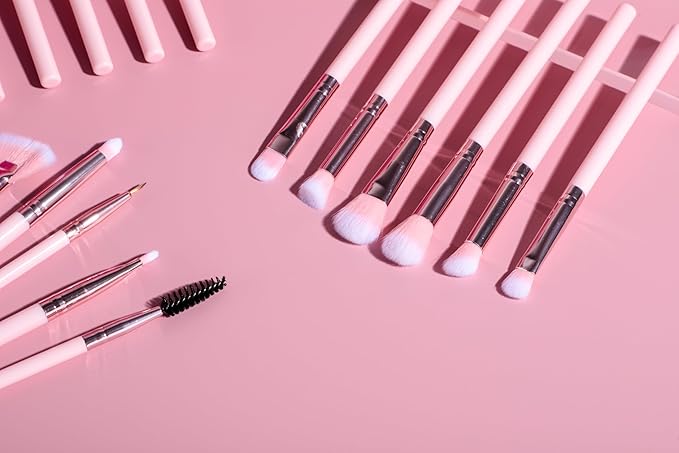 BS-MALL Makeup Brush Set 21 Pcs With Powder Brush, Concealer Brush, Eyeshadow Brush & Blush Brush - Includes 2 Pcs Big Blending Sponge & Stylish Travel Makeup Brush Case For Flawless Application