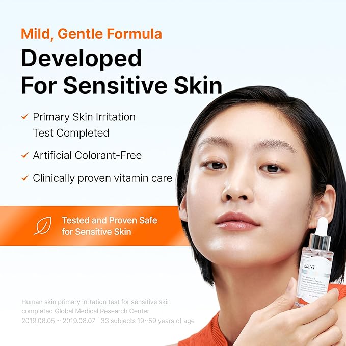 DearKlairs Vitamin C Serum, Gentle 5% Pure Vitamin C & EGF Peptides, for Uneven Skin Tone, Brightening, Dark Spot Care, Sensitive Skin, Non irritating, Korean Skincare 1.18 Fl Oz