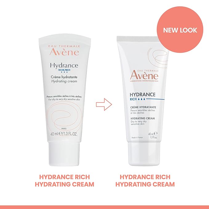 Avène Hydrance RICH Hydrating Cream, Daily Face Moisturizer, Soothes feelings of skin tightness & discomfort associated with dryness, Dry skin moisturizer, Non-Comedogenic, 1.3 Oz