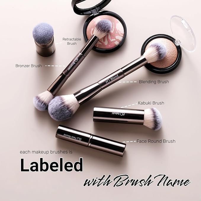Professional Makeup Brushes BS-MALL With Travel Case - Kabuki Brush Eyeshadow Brush, Concealer Brush, Blush Brush Bronzer & Foundation Brush 20 Pcs, Labeled Daily Use & Versatile Occasions Gift Box