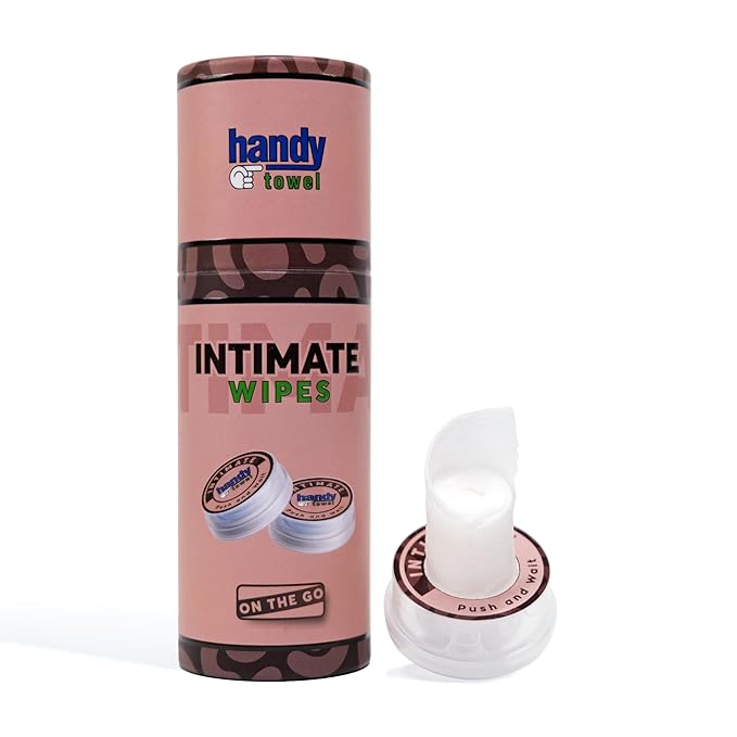 Handy Towel Sanitizing Genital Care Intimate Hygiene Wipes, Travel-Size Individually Wrapped Magic Towelettes, Freshness Feminine - Masculine Genital Area Intimate Solution Cleanser, 8 Count