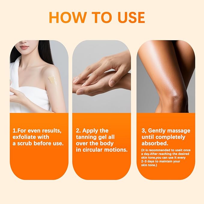 Roseye Intensive Tanning Gel Buildable Natural Glow with Carrot Extract, Coconut Oil Vitamin E Non-Greasy Fast-Absorbing Formula for All Skin Types - 5.8 FL OZ