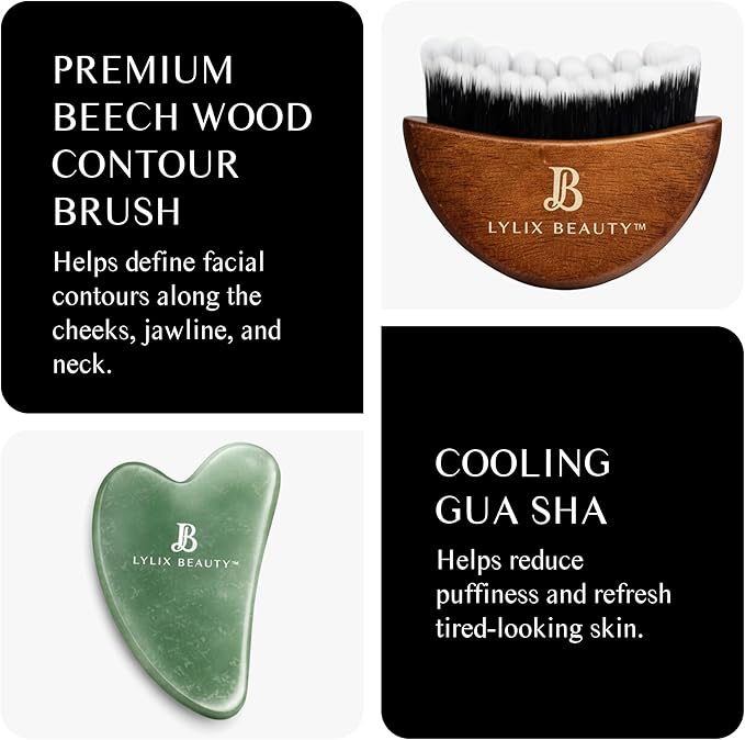 Lymphatic Contour Face Brush & Jade Gua Sha | Lymphatic Drainage Brush for Face & Neck | Dry Brush for Face, Sculpting & Depuffing - Face Lymphatic Drainage Tool for Skin Care