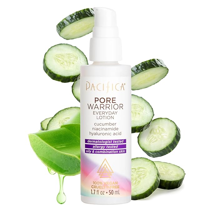 Pacifica Pore Warrior Everyday Face Lotion Acne Fighting - Niacinamide, Cucumber and Hyaluronic Acid1.7 oz