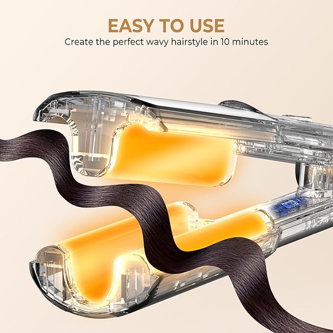 Crimper Hair Tool, Mini Hair Crimper for Women Heating up 390°F, Waver Curling Iron with Negative Ions, Double Voltage Crimping Iron for All Style (9.5 Inch/1.5 Inch)