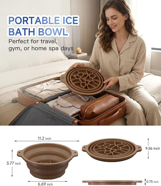 Ice Face Bowl with Built-in Ice Tray, Collapsible Silicone Facial Ice Bath Bowl for Cold Plunge Therapy, Skin Tightening & Acne Relief, Portable Spa Tool for Home & Travel Versatile Use