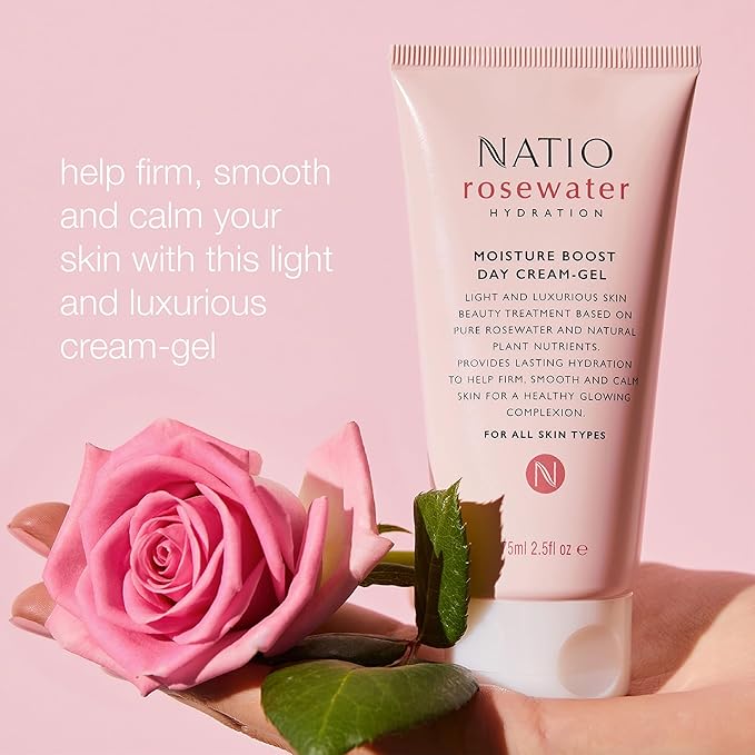 Natio Australia Rosewater Hydration Moisture Boost Day Cream-Gel, 2.5 oz - Face Cream with Shea Butter - Face Moisturizer for All Skin Types (Pack of 2)