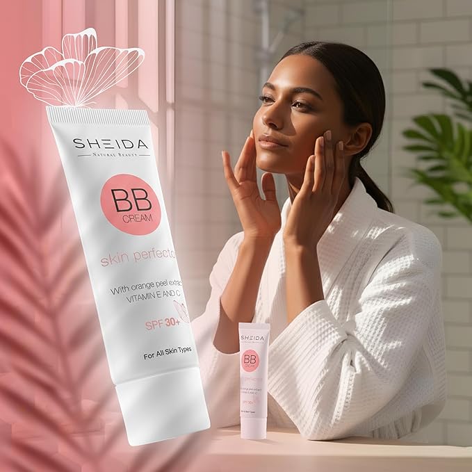 Sheida BB Cream with SPF 30+, Hydrating Daily Tinted Day Cream, Natural Finish, Buildable Light Coverage, 24h Moisture, Vitamin C & E for Even Skin Tone and Radiant Look – 50 ml (Dark)