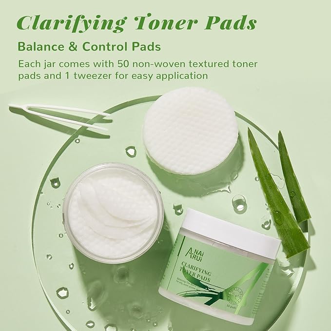 ANAI RUI Clarifying Toner Pads for Face, Face Exfoliating Pad, Balance Skin's PH, Smooths and Refines Skin,with Azelaic Acid &Salicylic Acid 50 Pads