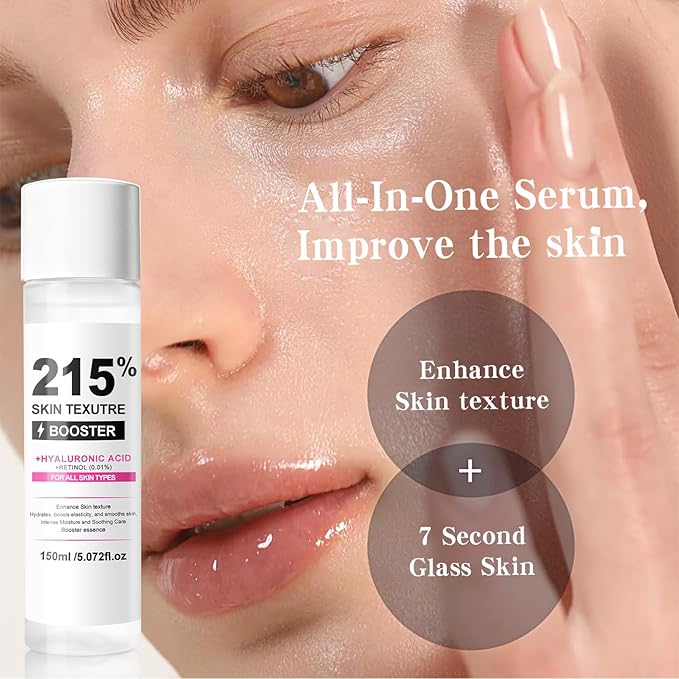 Skin Texture Booster Essence 5.07 fl oz, Hydrating Facial Toner Serum with Hyaluronic Acid, Retinol & Collagen, Lightweight Moisture Booster for Smooth Firm Supple Skin, Korean Skincare