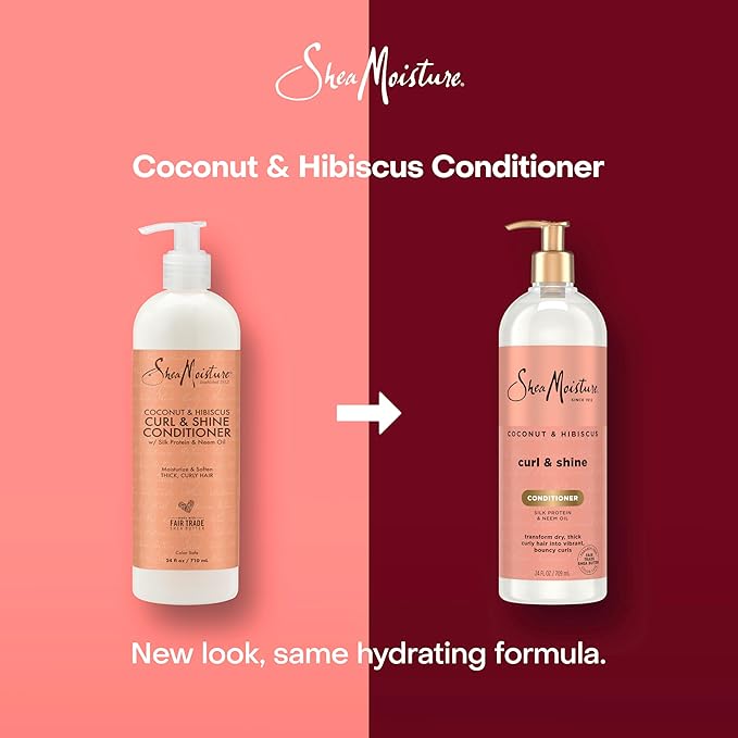 SheaMoisture Curl & Shine Conditioner Coconut & Hibiscus,for Thick,Curly Hair,to Moisturize-& Soften,24 oz,(Pack of 2)