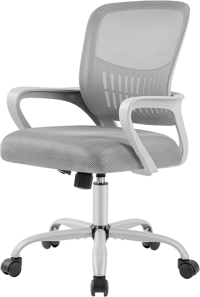 NEWBULIG Home Office Chair Desk Computer Chair Adjustable Ergonomic Lumbar Support Executive Chair with High Density Mesh 360 Degree Swivel Rolling Chair for Men Women Adults Gray
