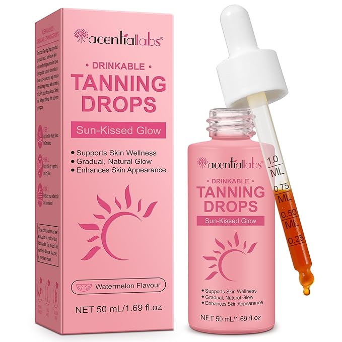 Drinkable Tanning Drops,Natural Oral Tanning Drops-Sunless Self Tanner Supplements for Glowing Skin, Vegan-for All Skin Type