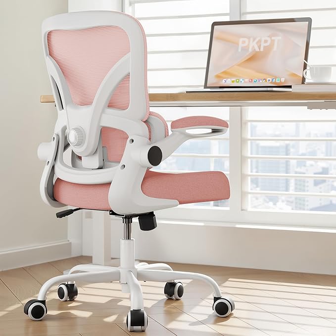 Mesh Office Chair, 330LBS Ergonomic Comfy Desk Chair with Adjustable Lumbar Support, Executive Computer Chairs for Home Office, Pink