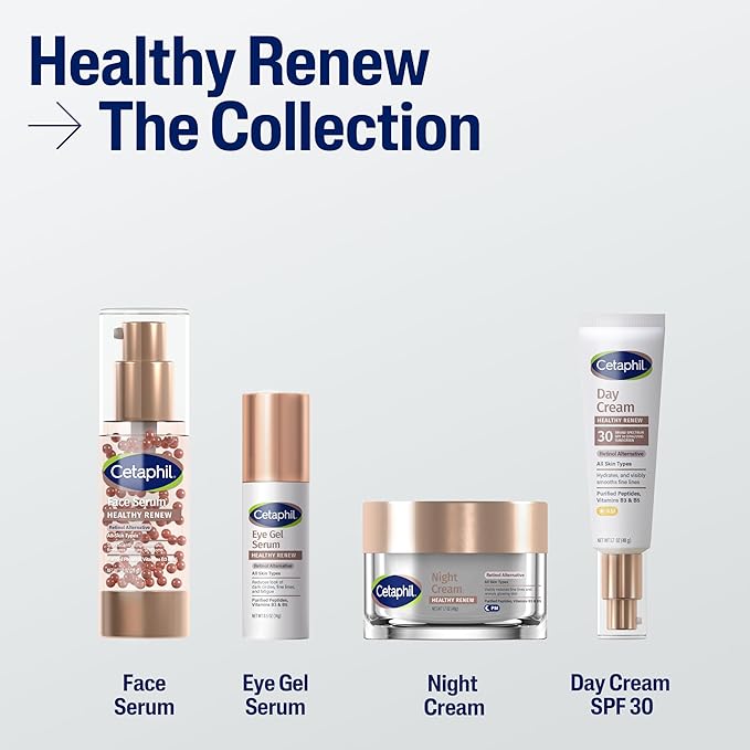 Cetaphil Healthy Renew Moisturizing Day Cream 1.7 Oz, with SPF 30, Skin Tightening Anti Wrinkle Cream for Face with Peptides, Fragrance Free, Retinol Alternative For Sensitive Skin, (Pack of 2)