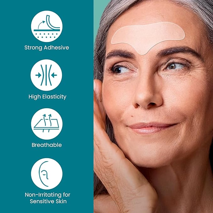Advanced Wrinkle Patches 20ct Smile Line, Frown Line Wrinkle Patches for Facial Korean Skin Care Face Wrinkle Tape Invisible Overnight with Retinol & Collagen (Large (Forehead))