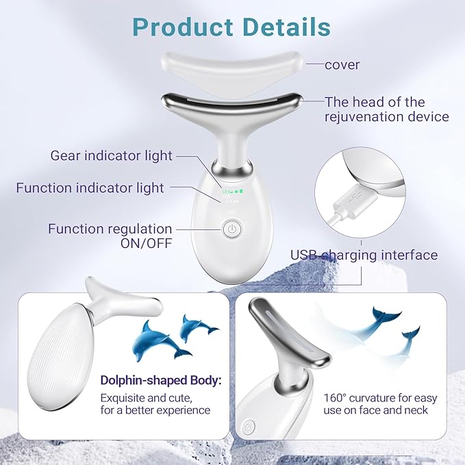 Neck Face Massager, Face Sculpting Tool, 3 Modes and Vibration for Facial Massager for Double - Chin Wrinkle,Daily Home Use