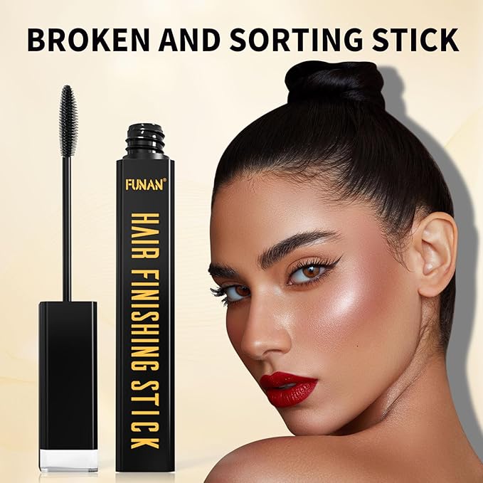 FUNAN Hair Finishing Stick, Flyaway Feel Stick Hair, Small Broken Hairs Finishing Cream, Non-Greasy and Non-Sticky Black（Pack of 2）